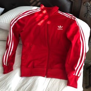Adidas Track Jacket-Red - Large